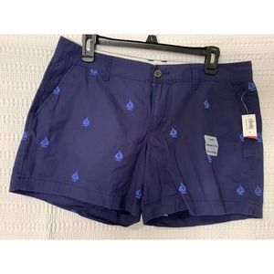 NWT Old Navy Shorts Womens Navy Blue Ship Sailor Embroidery Pockets Size 8